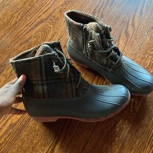 Sperry Wool Plaid Duck Boots Waterproof SIZE 9